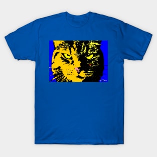 ANGRY CAT POP ART -  ORANGE YELLOW BLUE BLACK T-Shirt